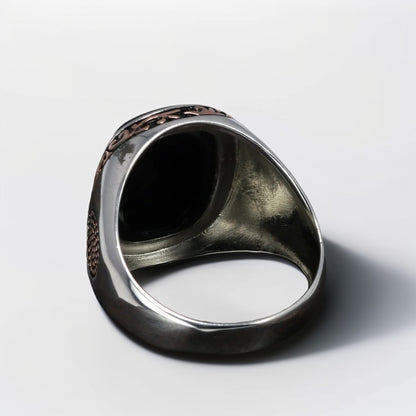 Bague Argent Homme | Modèle Chevalière Baroque – Onyx Noir – Argent 925 - Oxior