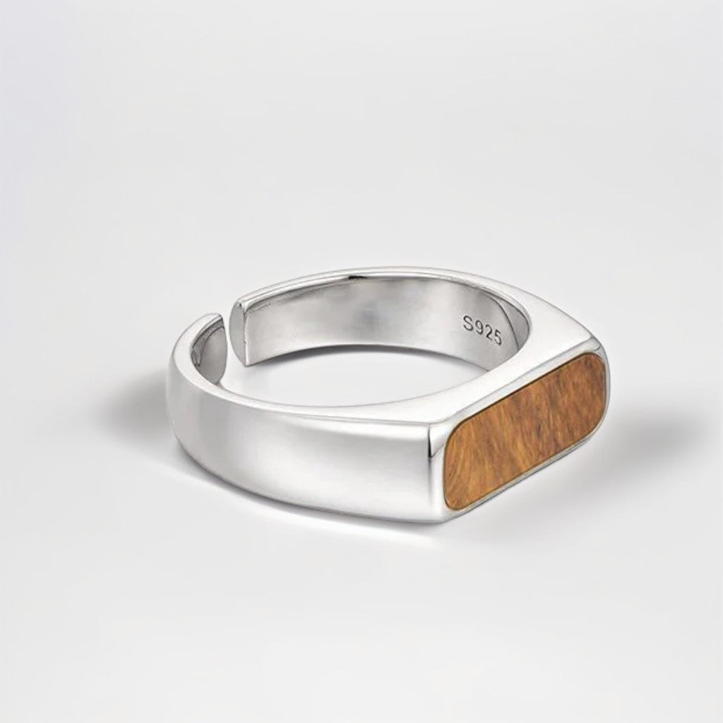 Bague Argent Homme | Modèle Chevalière Fine - Oeil de Tigre - Argent Sterling 925 - Oxior