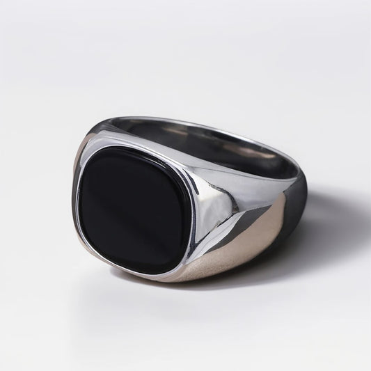Bague Argent Homme | Modèle Classique – Onyx Noir – Argent 925 - Oxior