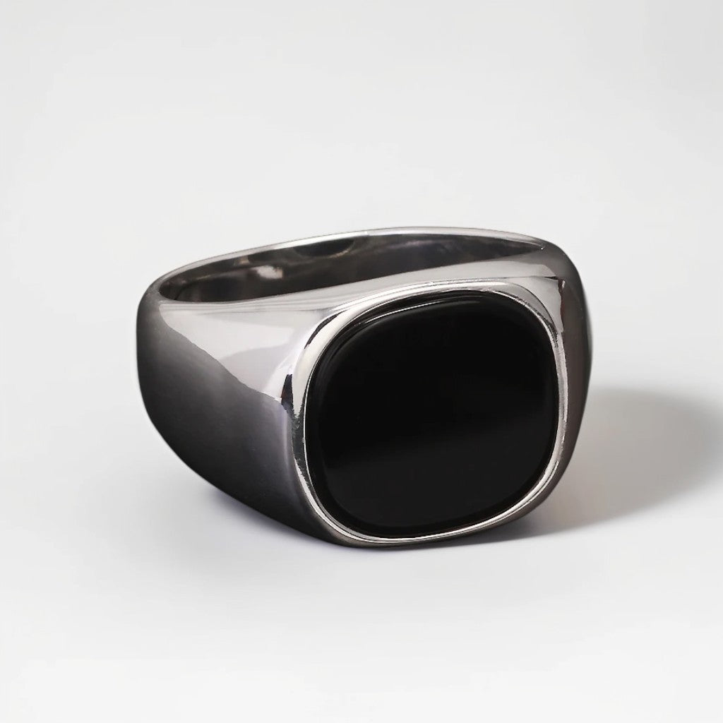 Bague Argent Homme | Modèle Classique – Onyx Noir – Argent 925 - Oxior