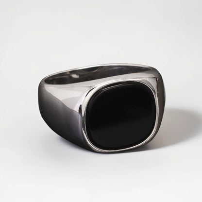 Bague Argent Homme | Modèle Classique – Onyx Noir – Argent 925 - Oxior