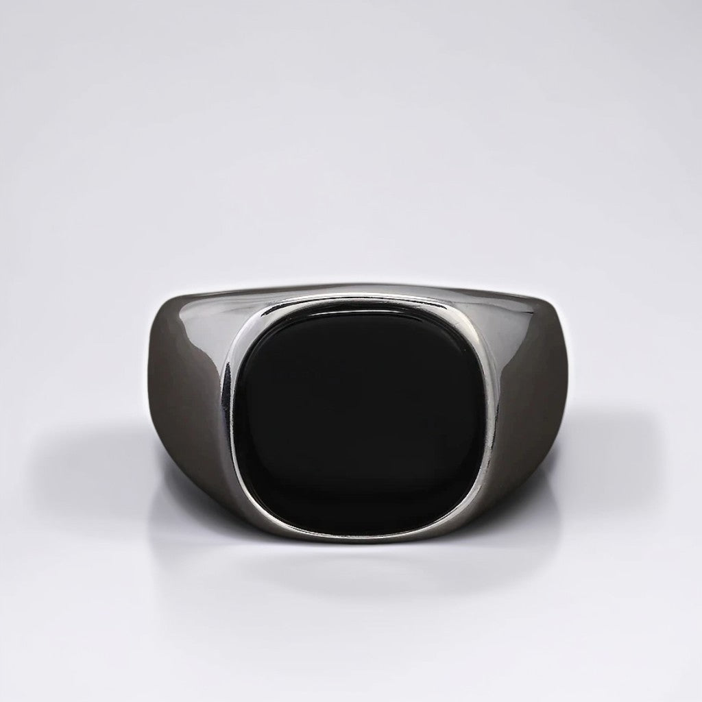 Bague Argent Homme | Modèle Classique – Onyx Noir – Argent 925 - Oxior