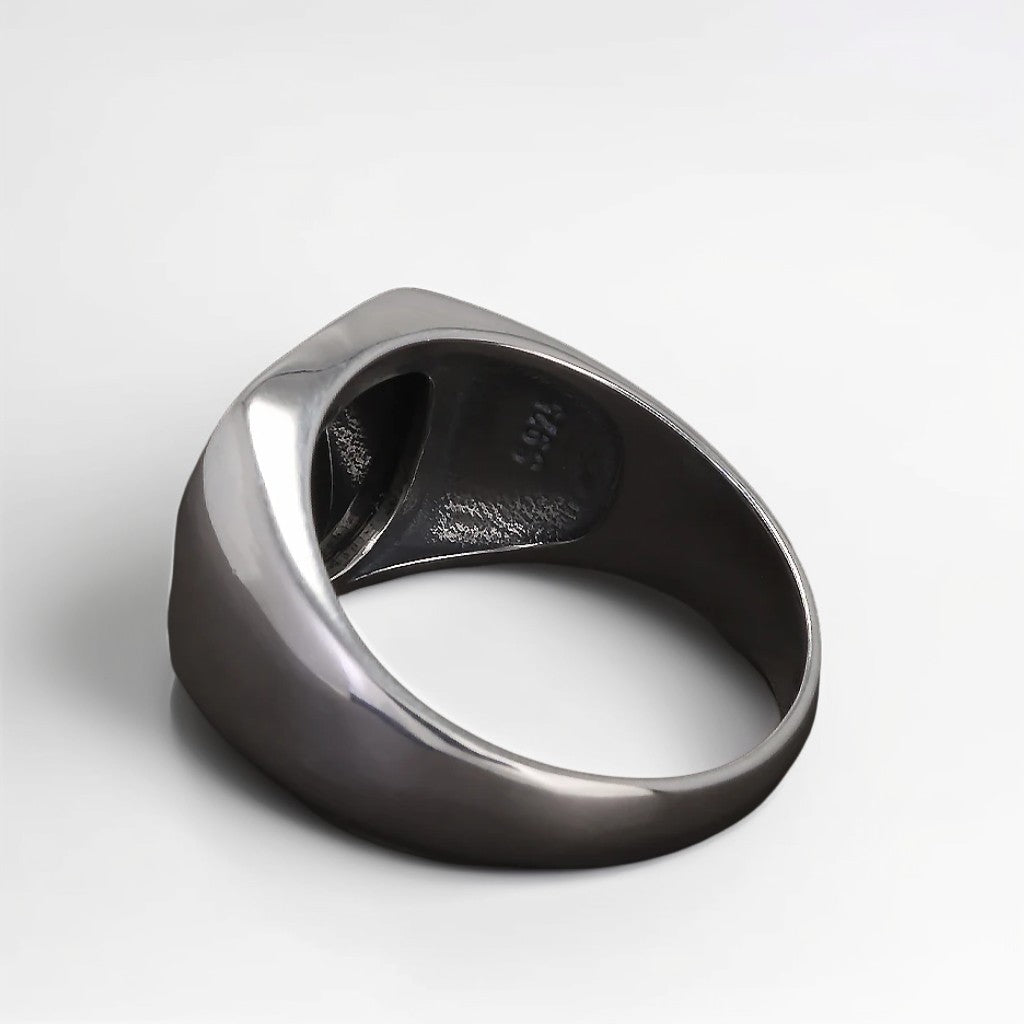 Bague Argent Homme | Modèle Classique – Onyx Noir – Argent 925 - Oxior