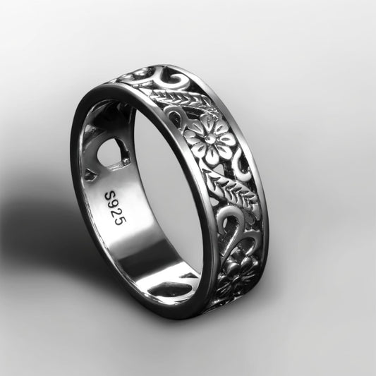 Bague Argent Homme | Modèle Fleuri - Argent Sterling 925 - Oxior
