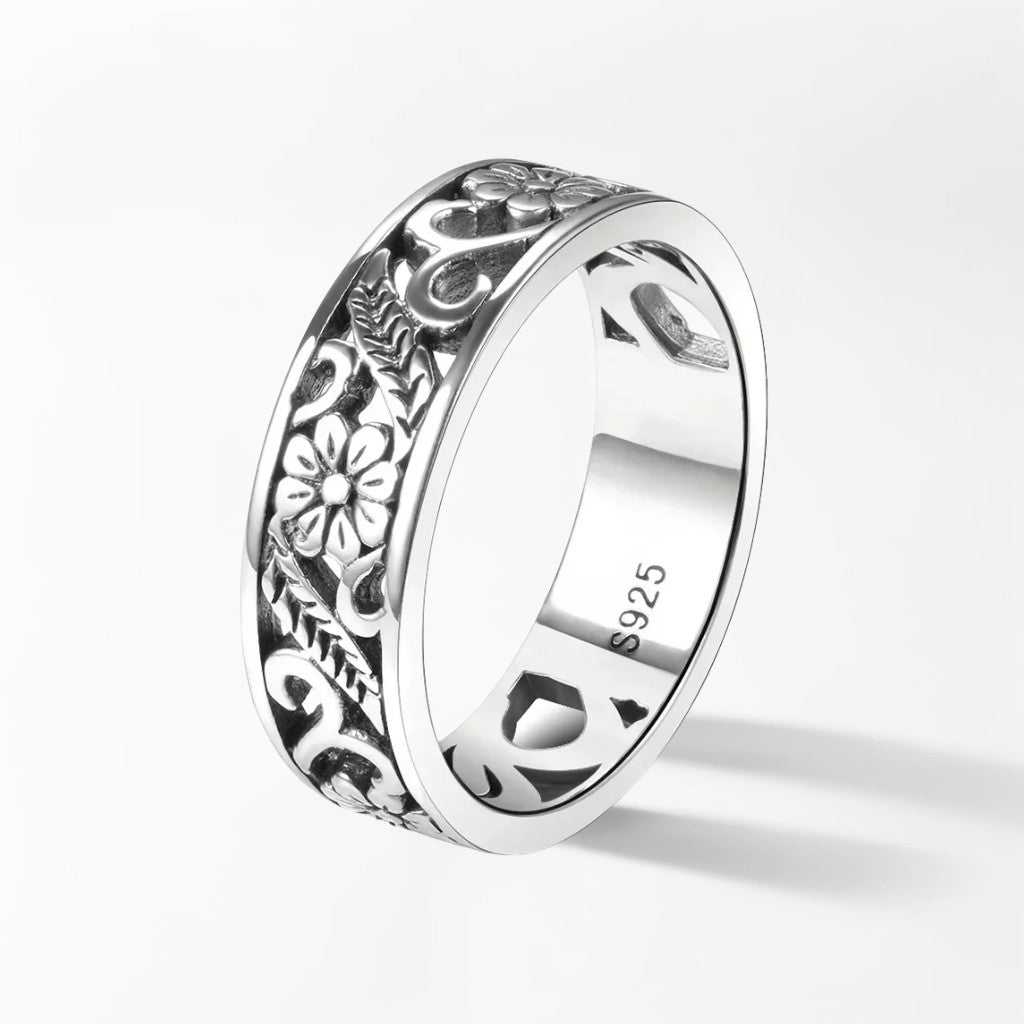 Bague Argent Homme | Modèle Fleuri - Argent Sterling 925 - Oxior