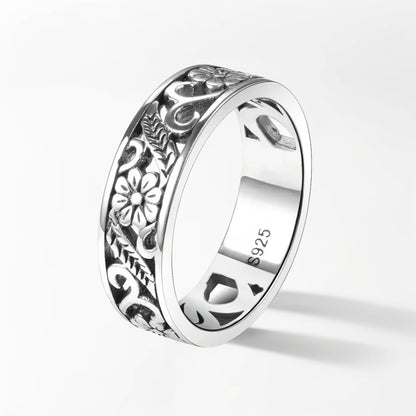 Bague Argent Homme | Modèle Fleuri - Argent Sterling 925 - Oxior