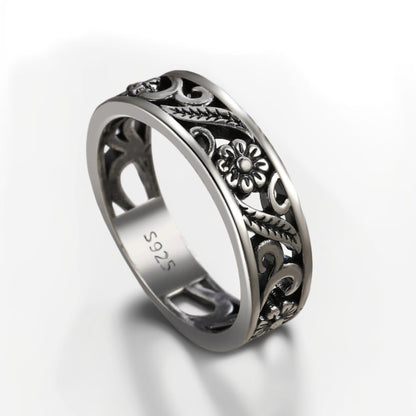Bague Argent Homme | Modèle Fleuri - Argent Sterling 925 - Oxior