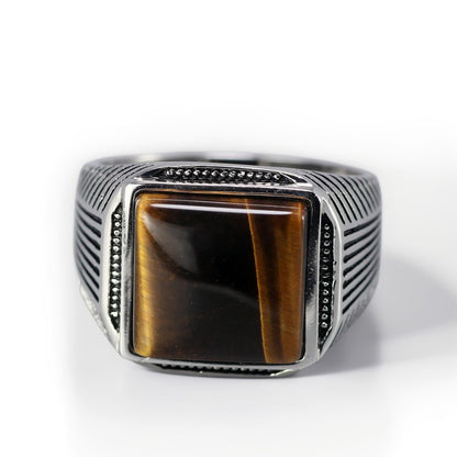 Bague Argent Homme | Modèle Force – Œil de Tigre – Argent 925 - Oxior