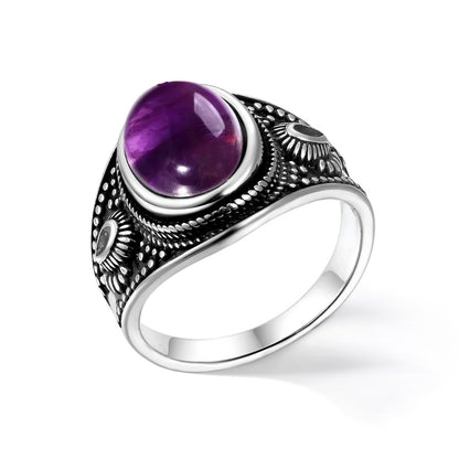 Bague Argent Homme | Modèle Gladiator - Améthyste - Argent Sterling 925 - Oxior