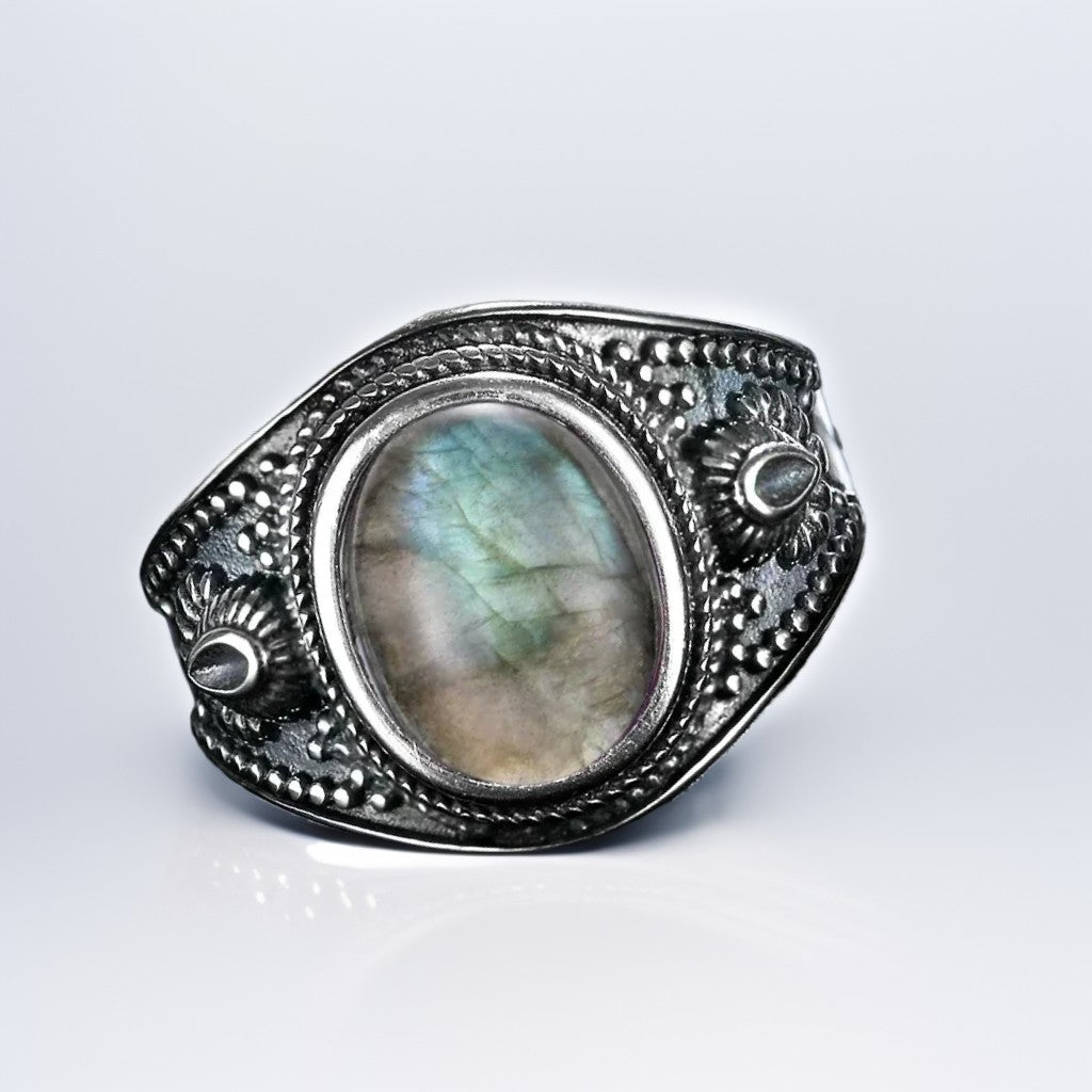 Bague Argent Homme | Modèle Gladiator - Labradorite - Argent Sterling 925 - Oxior
