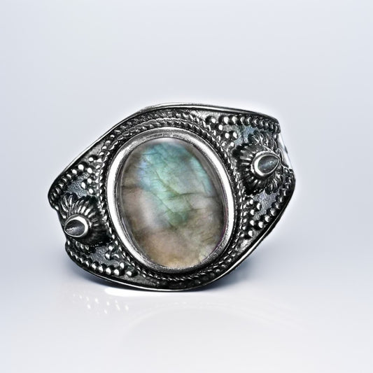 Bague Argent Homme | Modèle Gladiator - Labradorite - Argent Sterling 925 - Oxior