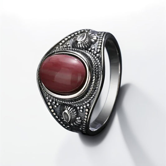 Bague Argent Homme | Modèle Gladiator - Rhodochrosite - Argent Sterling 925 - Oxior