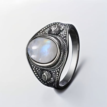 Bague Argent Homme | Modèle Pierre de Lune Gladiator - Argent Sterling 925 - Oxior