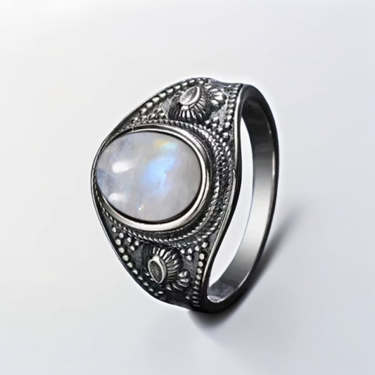 Bague Argent Homme | Modèle Pierre de Lune Gladiator - Argent Sterling 925 - Oxior