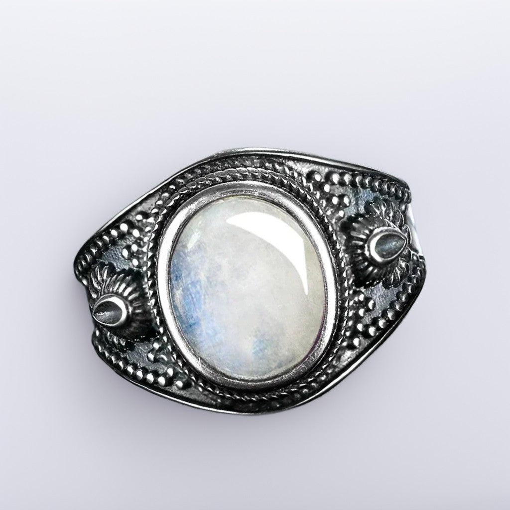 Bague Argent Homme | Modèle Pierre de Lune Gladiator - Argent Sterling 925 - Oxior