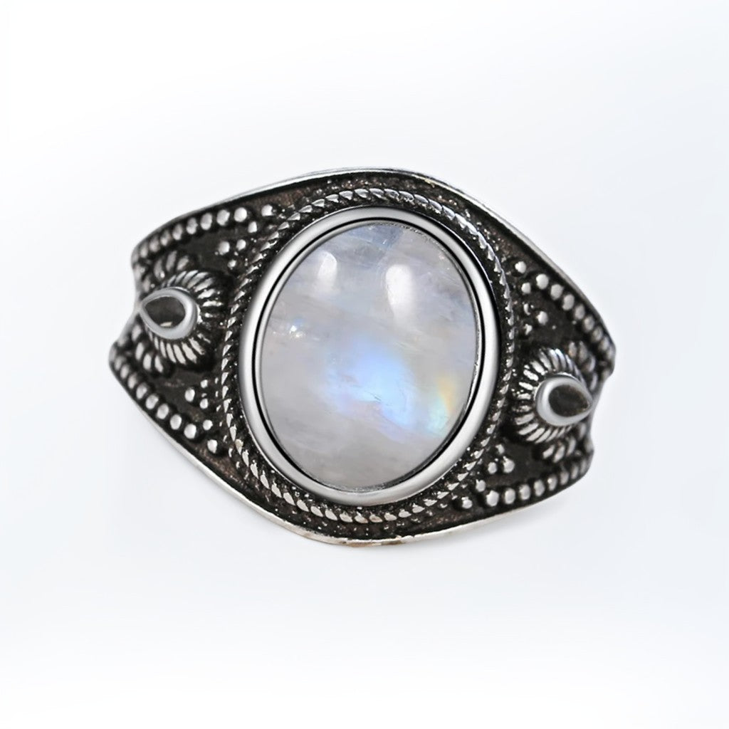 Bague Argent Homme | Modèle Pierre de Lune Gladiator - Argent Sterling 925 - Oxior