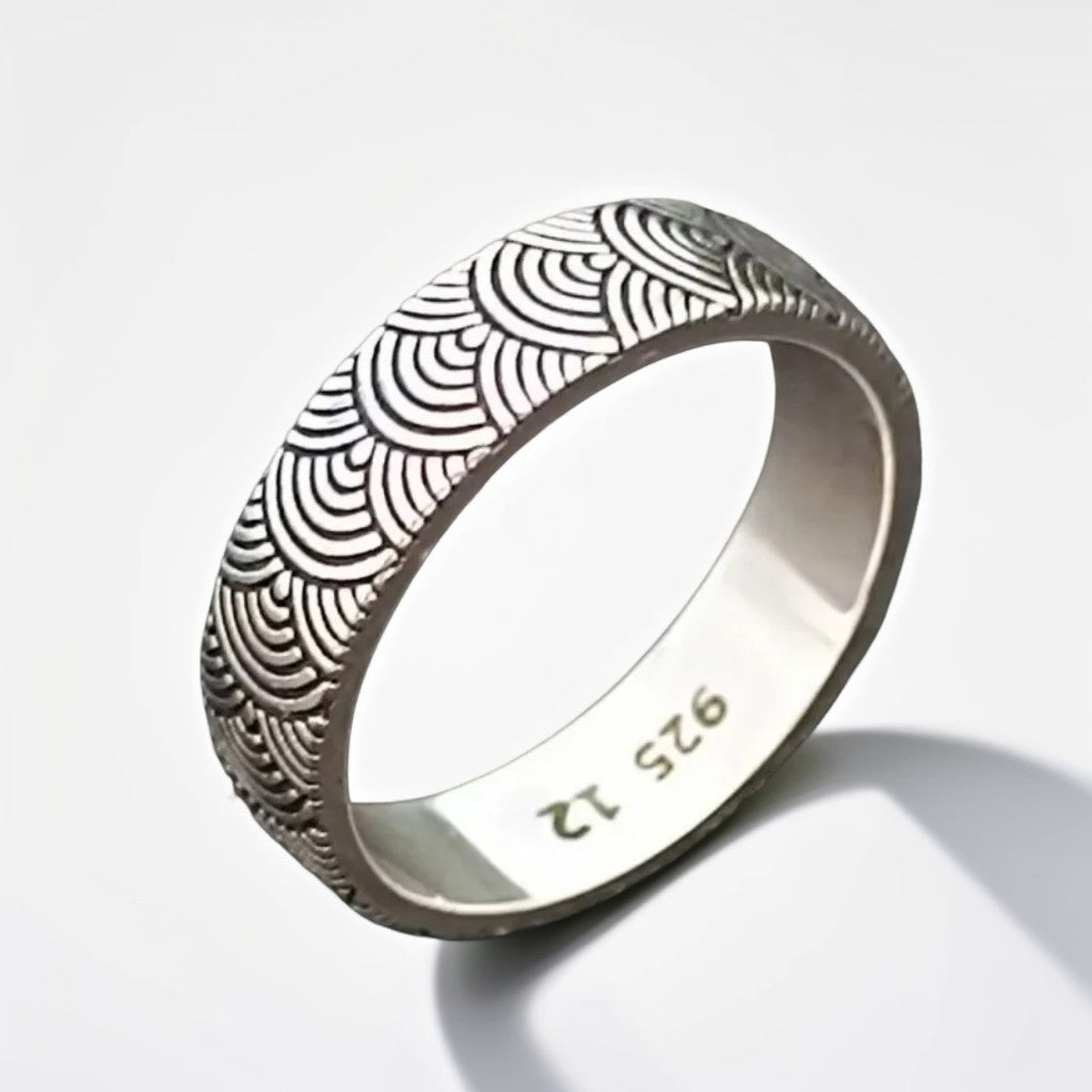 Bague Argent Homme | Modèle Seigaiha – Argent Sterling 925 - Oxior