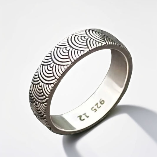 Bague Argent Homme | Modèle Seigaiha – Argent Sterling 925 - Oxior