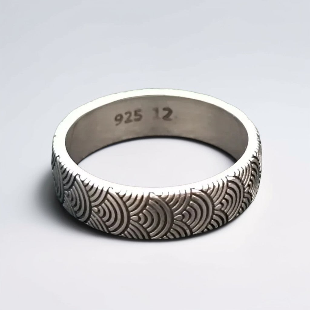 Bague Argent Homme | Modèle Seigaiha – Argent Sterling 925 - Oxior