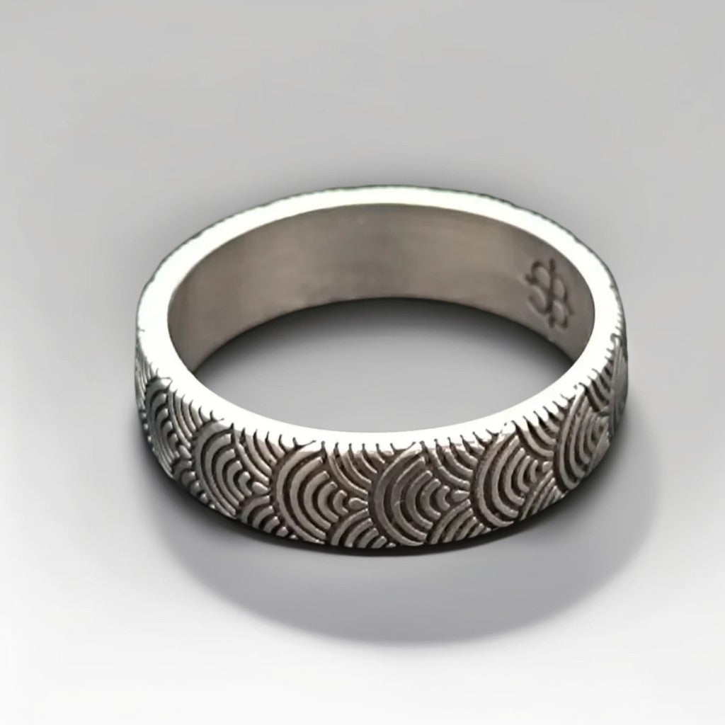 Bague Argent Homme | Modèle Seigaiha – Argent Sterling 925 - Oxior