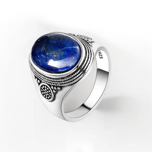 Bague Argent Homme | Modèle Simple - Lapis Lazuli - Argent Sterling 925 - Oxior