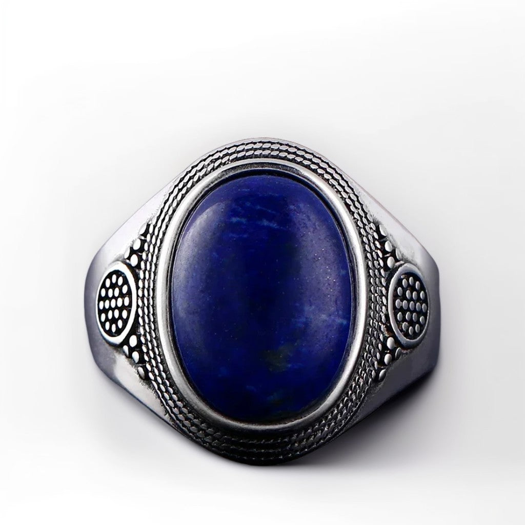 Bague Argent Homme | Modèle Simple - Lapis Lazuli - Argent Sterling 925 - Oxior