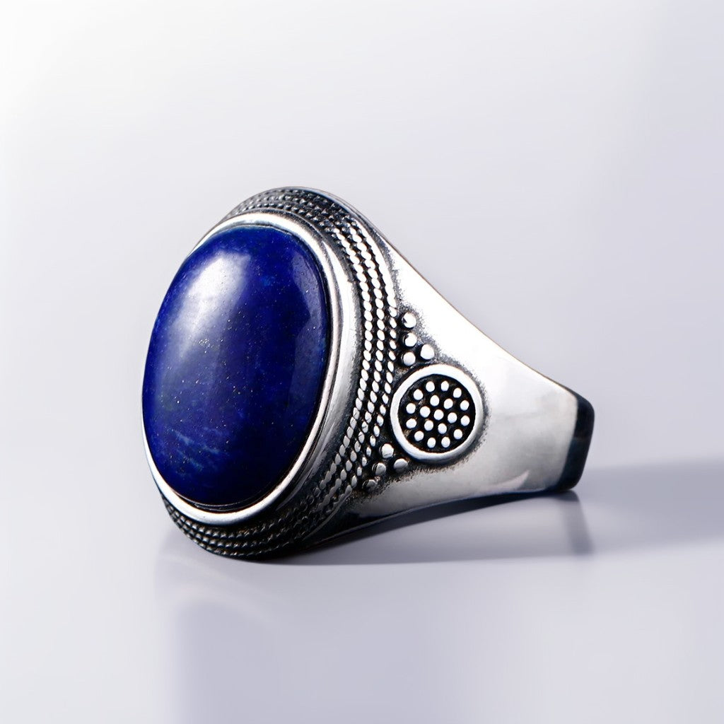 Bague Argent Homme | Modèle Simple - Lapis Lazuli - Argent Sterling 925 - Oxior