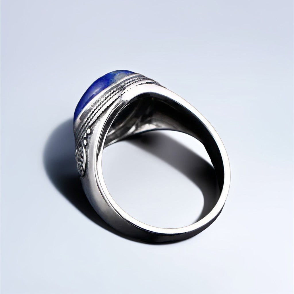 Bague Argent Homme | Modèle Simple - Lapis Lazuli - Argent Sterling 925 - Oxior