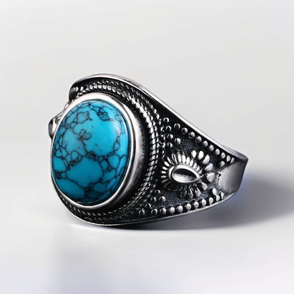 Bague Argent Homme | Modèle Turquoise Gladiator - Argent Sterling 925 - Oxior