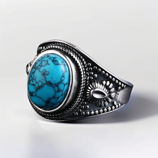 Bague Argent Homme | Modèle Turquoise Gladiator - Argent Sterling 925 - Oxior