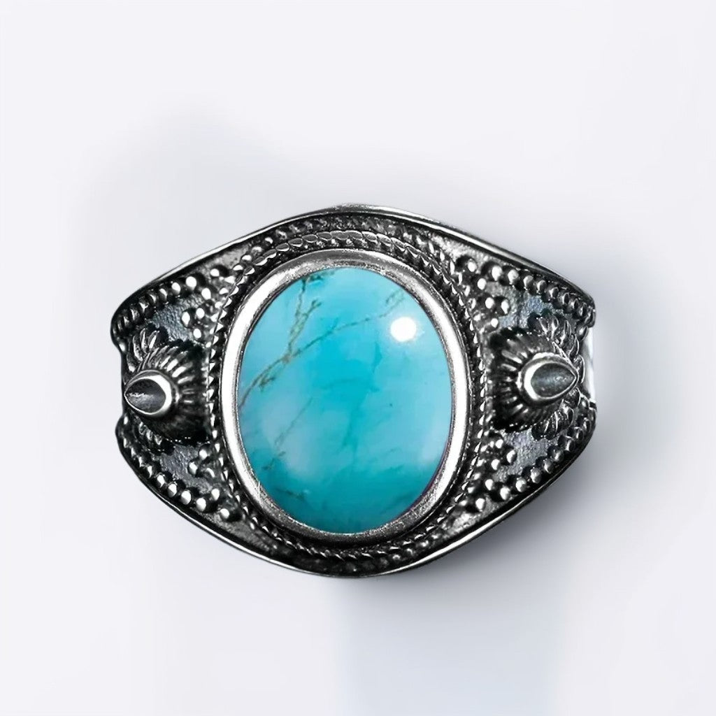 Bague Argent Homme | Modèle Turquoise Gladiator - Argent Sterling 925 - Oxior