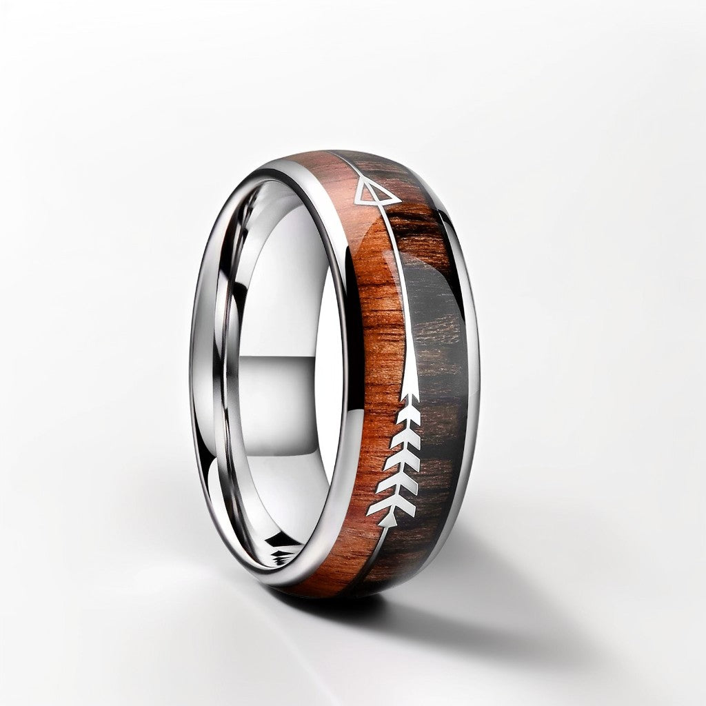 Bague Bois Homme | Modèle Flèche - Bois & Acier - Oxior