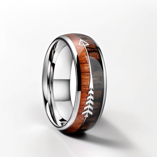 Bague Bois Homme | Modèle Flèche - Bois & Acier - Oxior