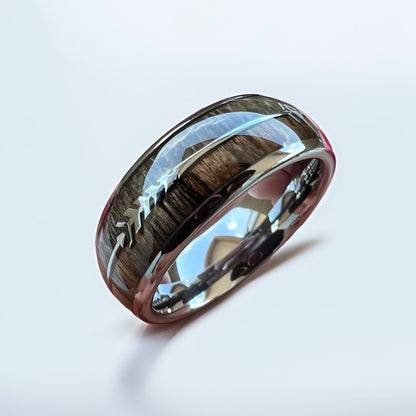 Bague Bois Homme | Modèle Flèche - Bois & Acier - Oxior
