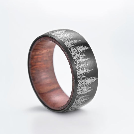 Bague Bois Homme | Modèle Forêt - Bois & Acier - Oxior