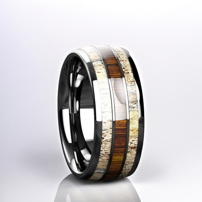 Bague Bois Homme | Modèle Fusion - Bois & Acier - Oxior