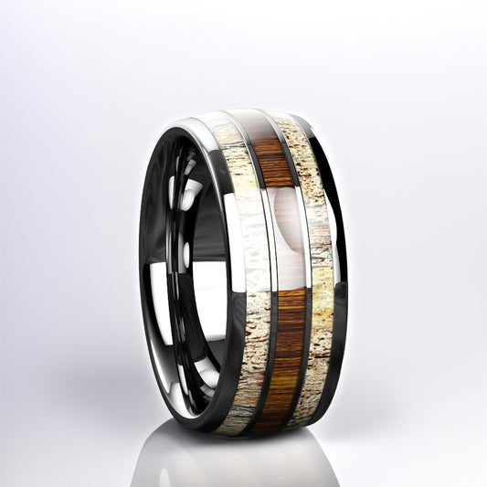 Bague Bois Homme | Modèle Fusion - Bois & Acier - Oxior