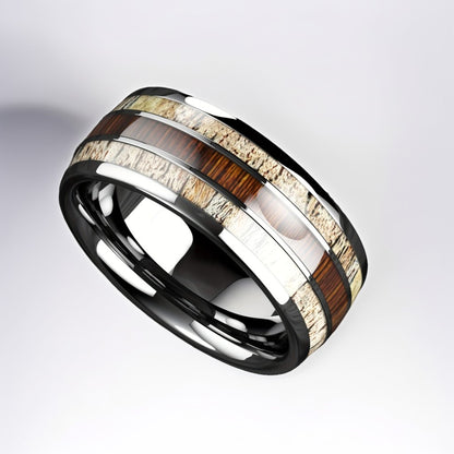 Bague Bois Homme | Modèle Fusion - Bois & Acier - Oxior