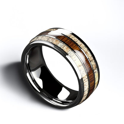 Bague Bois Homme | Modèle Fusion - Bois & Acier - Oxior