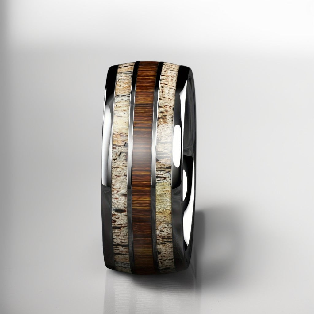 Bague Bois Homme | Modèle Fusion - Bois & Acier - Oxior