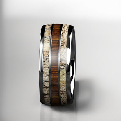 Bague Bois Homme | Modèle Fusion - Bois & Acier - Oxior