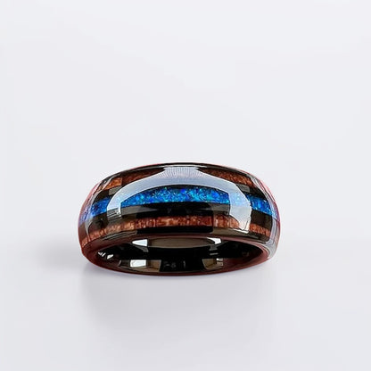 Bague Bois Homme | Modèle Reflets Sauvages - Bois & Acier Noir - Oxior