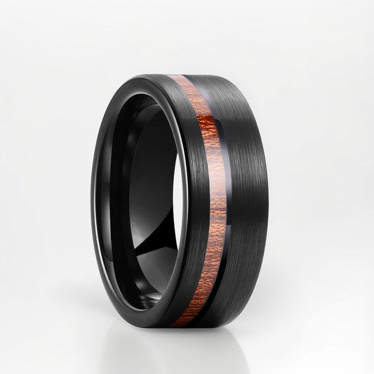 Bague Bois Homme | Modèle Titan - Bois & Acier Noir - Oxior