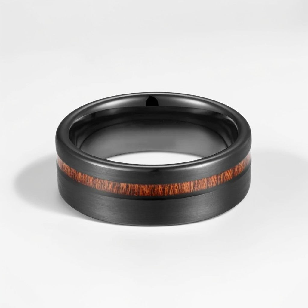 Bague Bois Homme | Modèle Titan - Bois & Acier Noir - Oxior