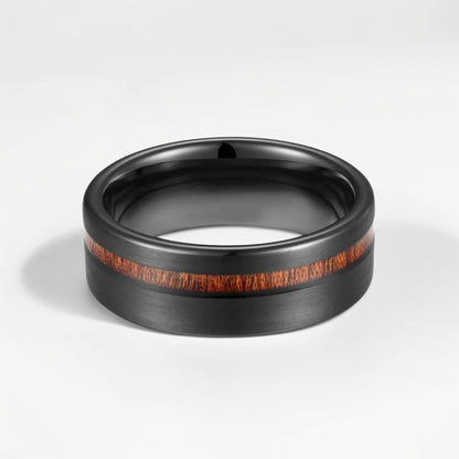 Bague Bois Homme | Modèle Titan - Bois & Acier Noir - Oxior