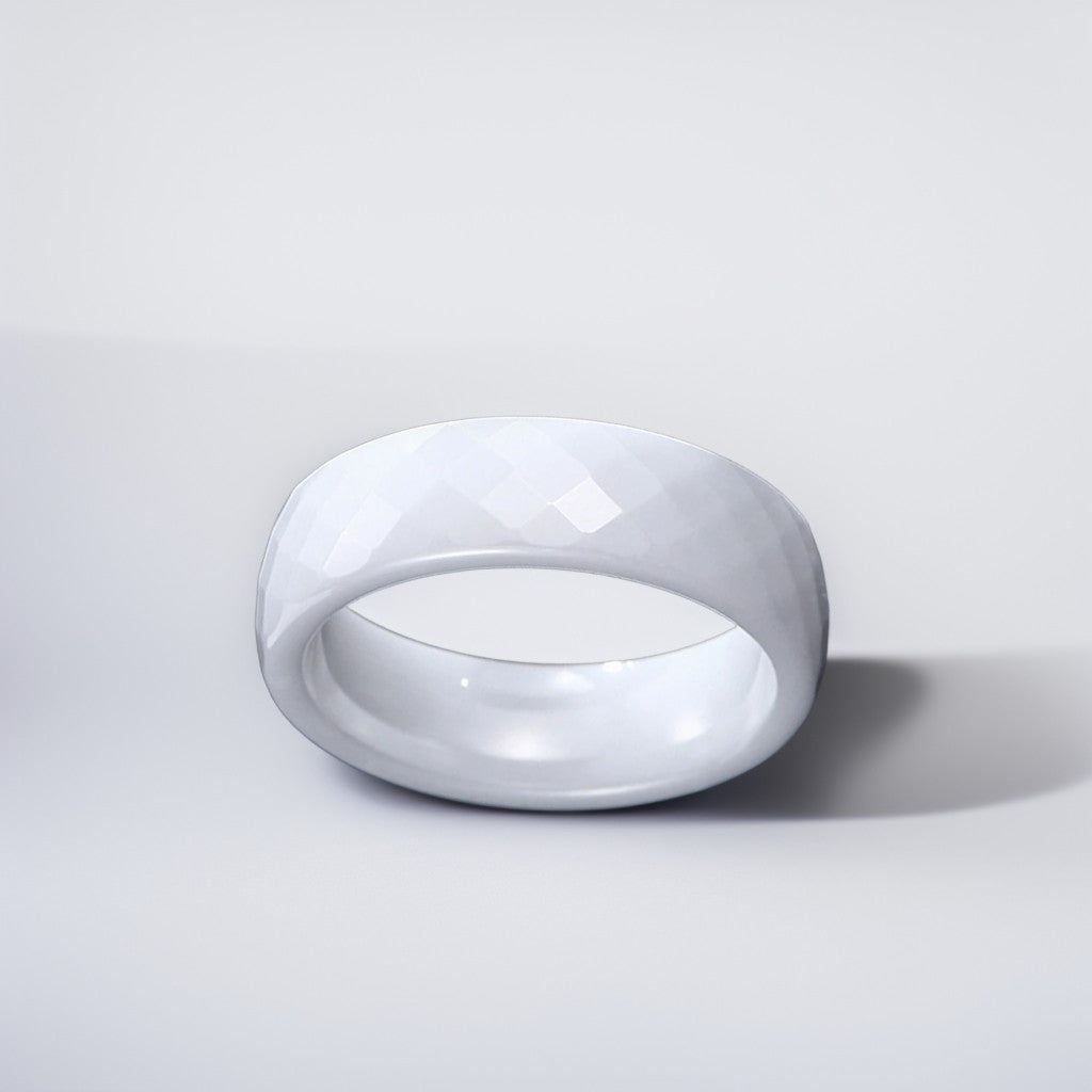 Bague Céramique Homme | Blanc Facette - Oxior