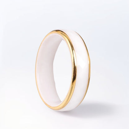 Bague Céramique Homme | Blanc & Or - Acier - Oxior