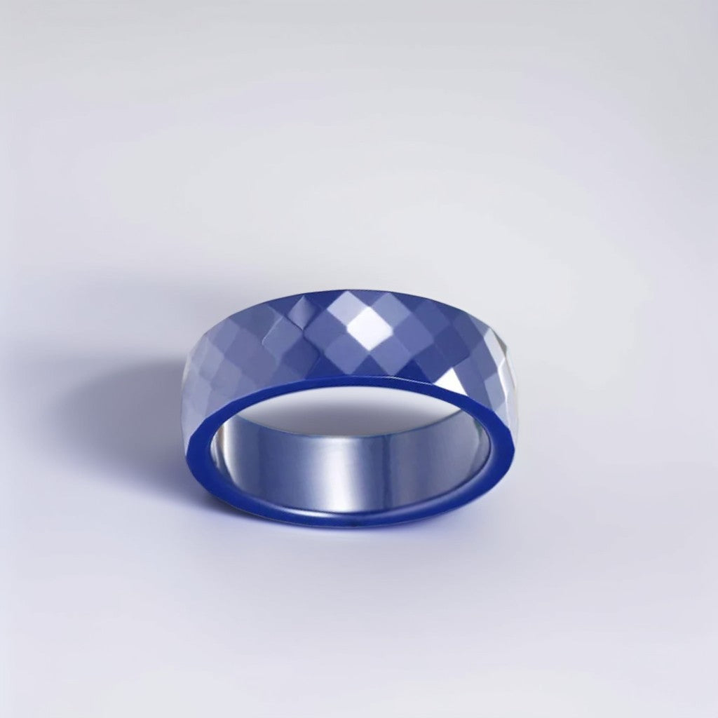 Bague Céramique Homme | Bleu Facette - Oxior