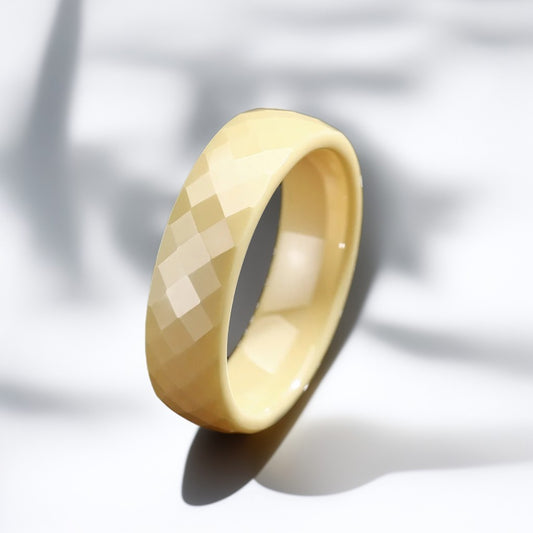 Bague Céramique Homme | Jaune Facette - Oxior
