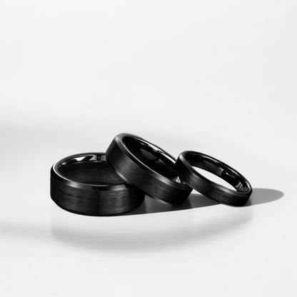 Bague Céramique Homme | Noir Brossé Biseauté - Oxior